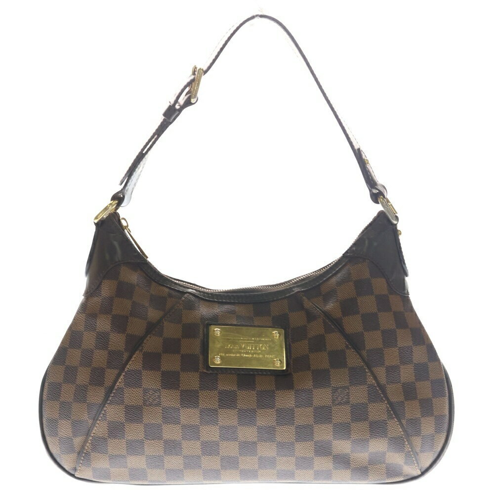 LOUIS VUITTON Damier Thames Shoulder Bag Brown Leather